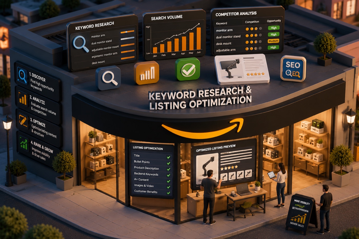 Keyword research and listing optimization — discover, analyze, optimize, rank and grow